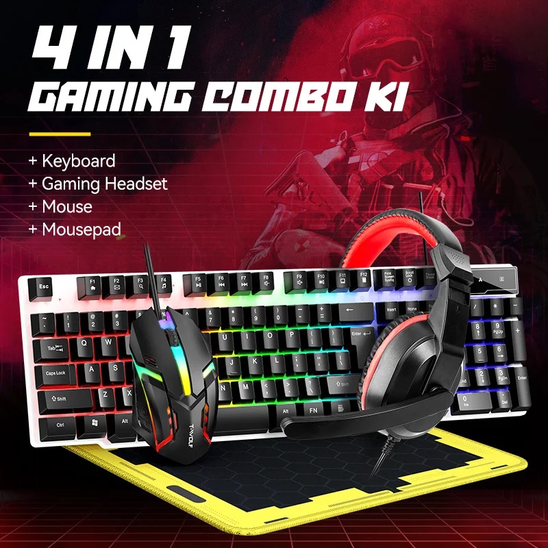 Gaming Keyboard And Mouse Combo - NUOVO Set Gaming 4 in 1
